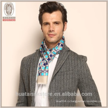 Plaid Pattern двойной два слоя себя бахромой Шелковый мужчин шарф